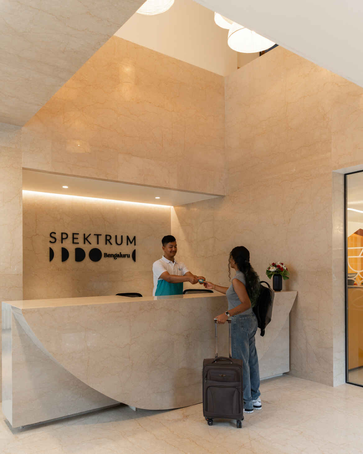 Restaurant interior with ambient lighting